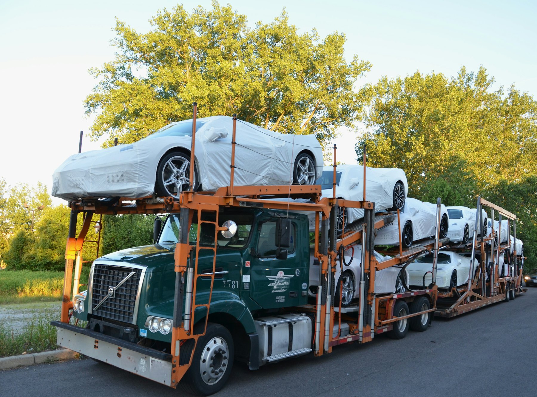 Loaded multi-car carrier truck